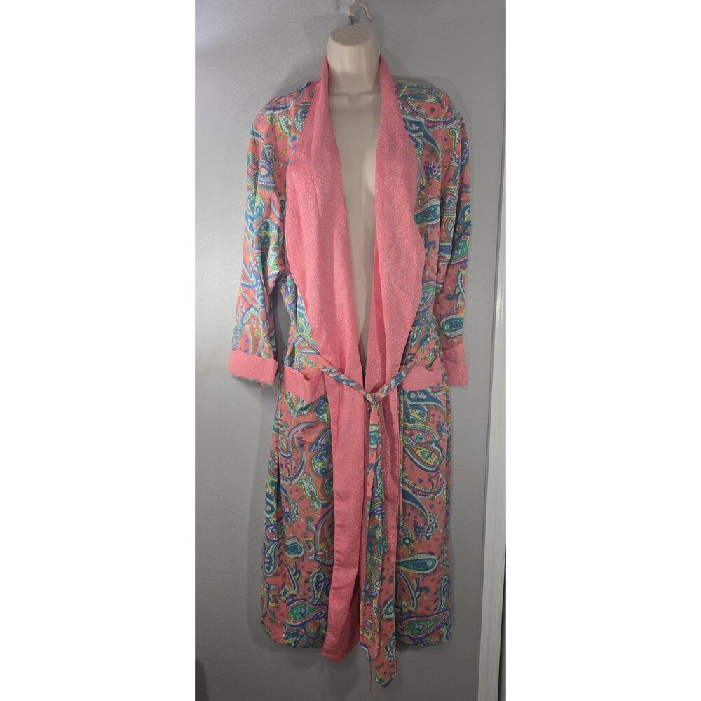 Victoria's Secret Robe S Gold Label Peach Pink Paisley Vintage BG